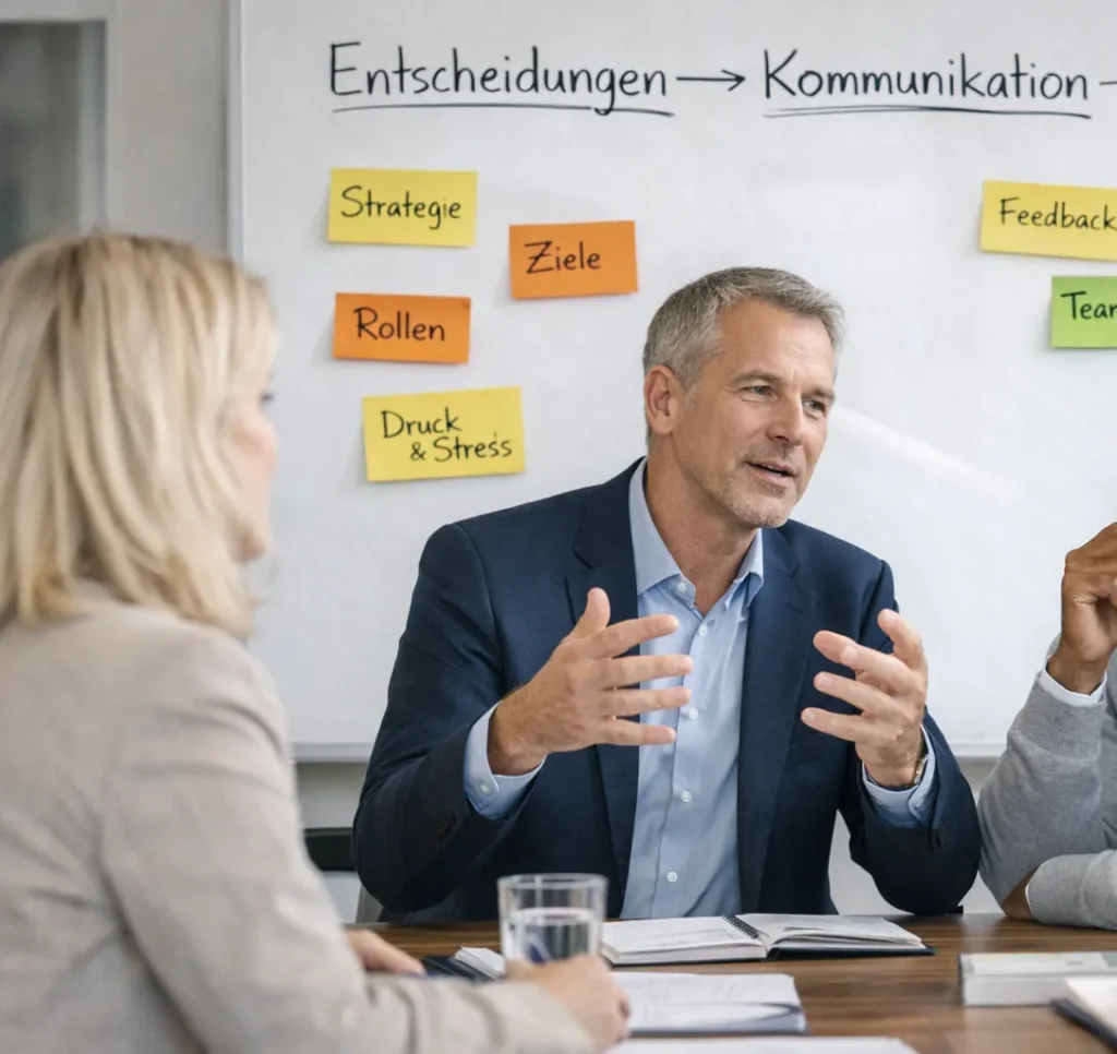 Führungskräfteentwicklung in Organisationen – moderiertes Gespräch zu Entscheidungen, Kommunikation und Konflikten